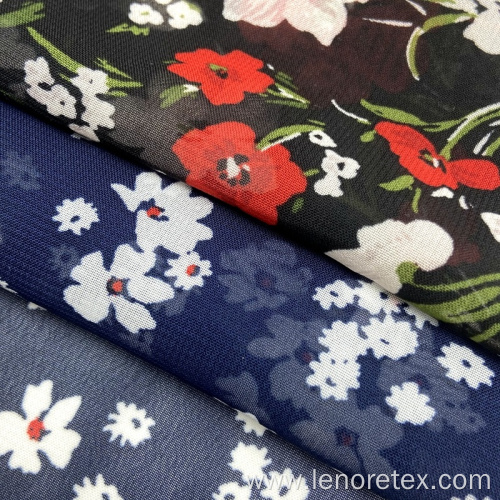 Polyester 100D Small Flower Pattern Chiffon Printed Fabric